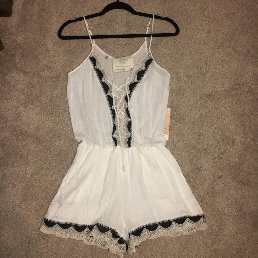 Black and White Lace Detail Romper